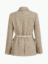 Dubbelrijige Blazer met Gespriem | Damespakken | Klassiek Tweedelig Pak met Modern Detail