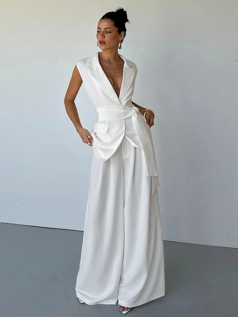 Elegante Zelf-strik Riem Vest | Damesvesten | Casual Effen Kleur Vest voor Lente en Herfst