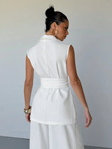 Elegante Zelf-strik Riem Vest | Damesvesten | Casual Effen Kleur Vest voor Lente en Herfst
