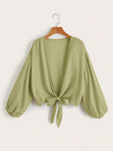 Effen Knoopkimono | Kimono Dames | Zomerse cover-up met striksluiting