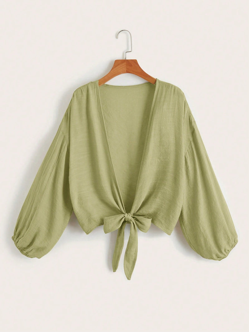 Effen Knoopkimono | Kimono Dames | Zomerse cover-up met striksluiting