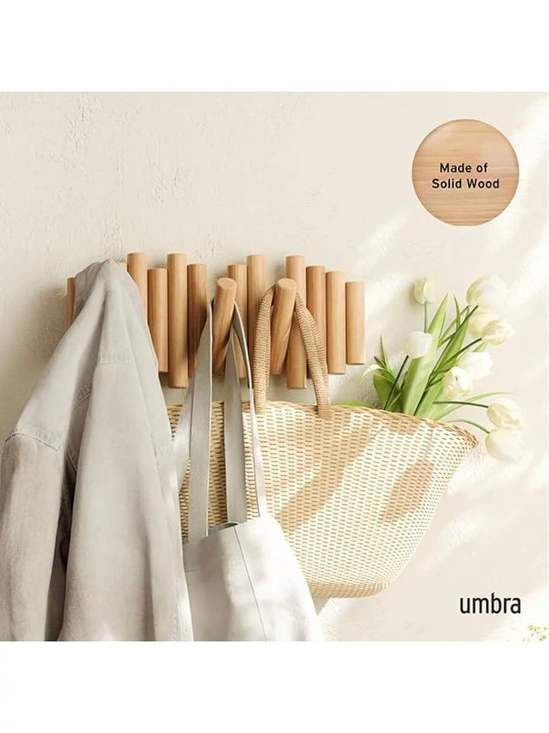 Houten pianokapstok met schuine dennennagels | Kapstok | Unieke wandkapstok voor entree of slaapkamer