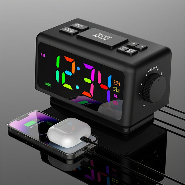 RGB Spiegel Wekker met LED-display en Radiofunctie – Trendy Wekker voor je Kamer