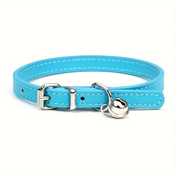 Verstelbare Kattenhalsband met Bel – Duurzaam Kunstleer en Veiligheidsbuckle voor Katten van Alle Maten