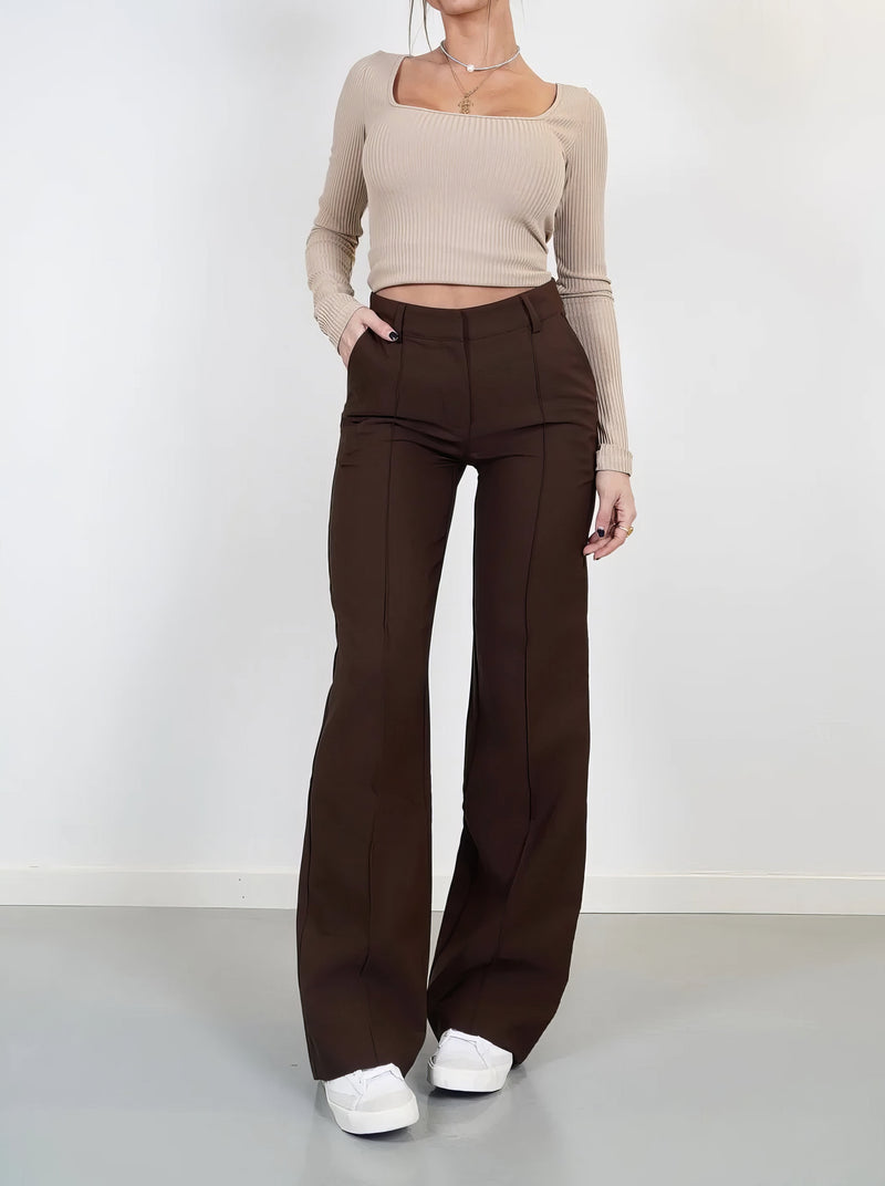 Beau | Hoge Taille Pantalon Met Rechte Pijpen