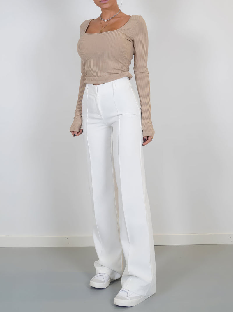 Beau | Hoge Taille Pantalon Met Rechte Pijpen