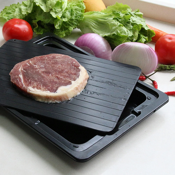 Aluminium Ontdooi Tray – Snelle Onthoudingsplaat met Druipbak voor Bevroren Vlees en Voedsel in Grote Maat