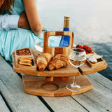 Elegante Houten Picknick Wijntafel – Praktisch en Luxueus