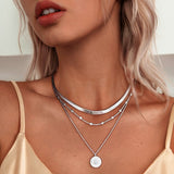 Delicate Drie-Lagen Zilveren Ketting – Stijlvolle Everyday Accessoire