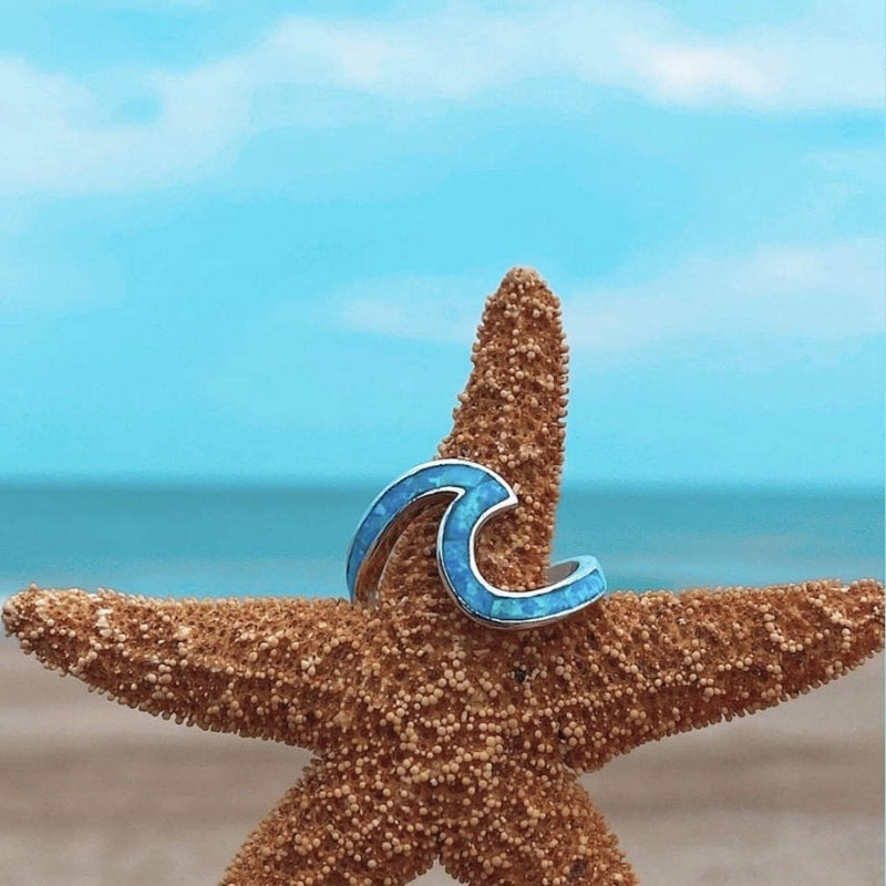 Oceaanwellenring van Opal en Zilver – Livia