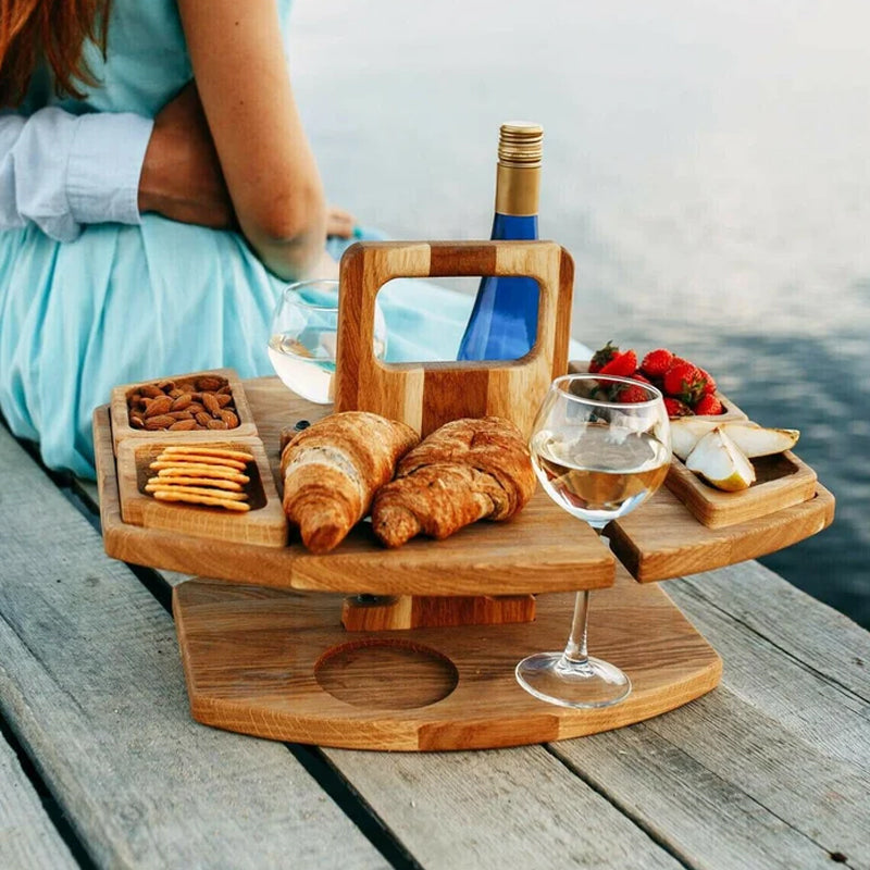 Draagbare Houten Picknick Wijn Tafel – WineNest