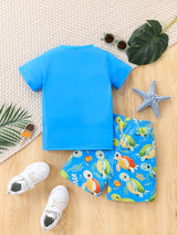 Turtle Print Zomer Set – Casual T-Shirt en Shorts voor Jongens