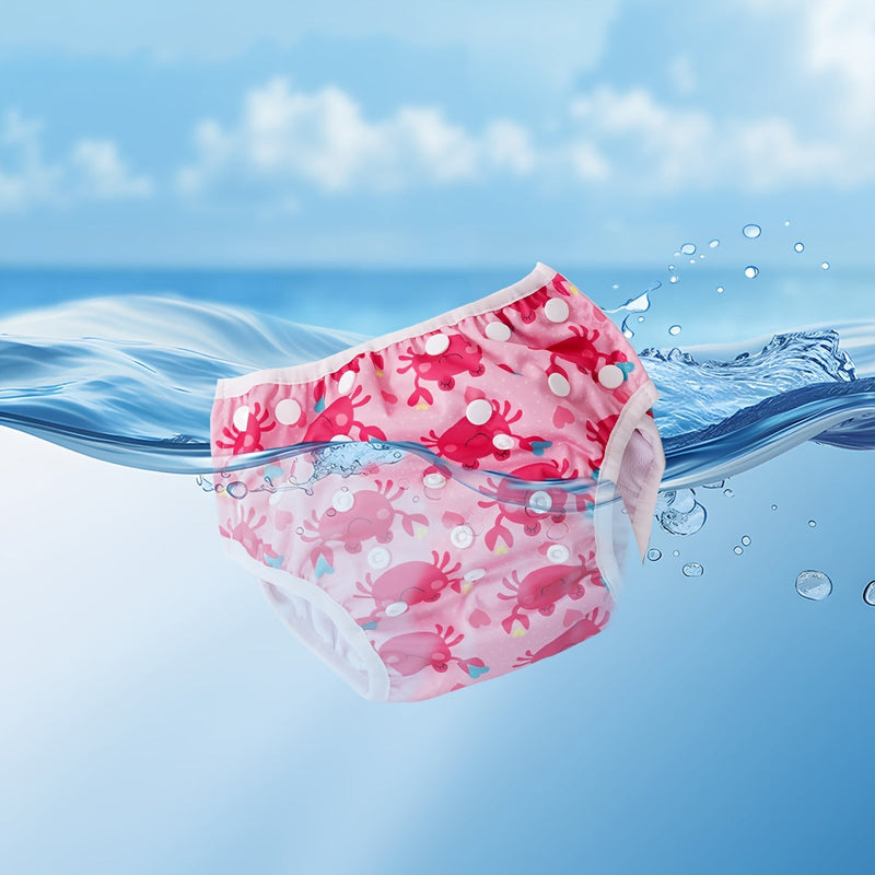 Verstelbare Wasbare Zwemluier voor Baby's – Lekvrij met Visprint