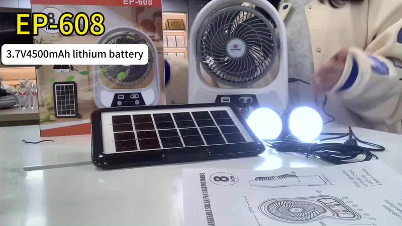 Draagbare Zonne-energie Ventilator en Nachtlamp – Multifunctioneel en Oplaadbaar