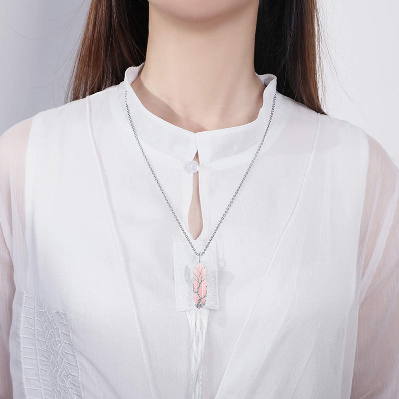 Stijlvolle Kristal- en Levensboom Edelsteenketting – Elara