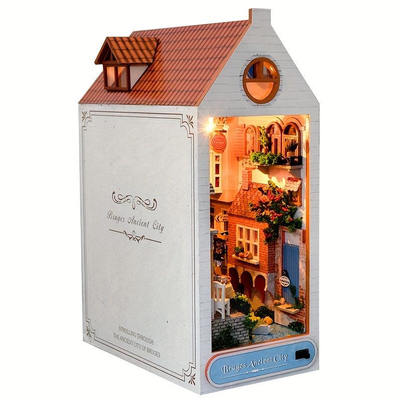 DIY Brugge Huis Boekenstandaard – 3D Houten Model van de Oude Stad