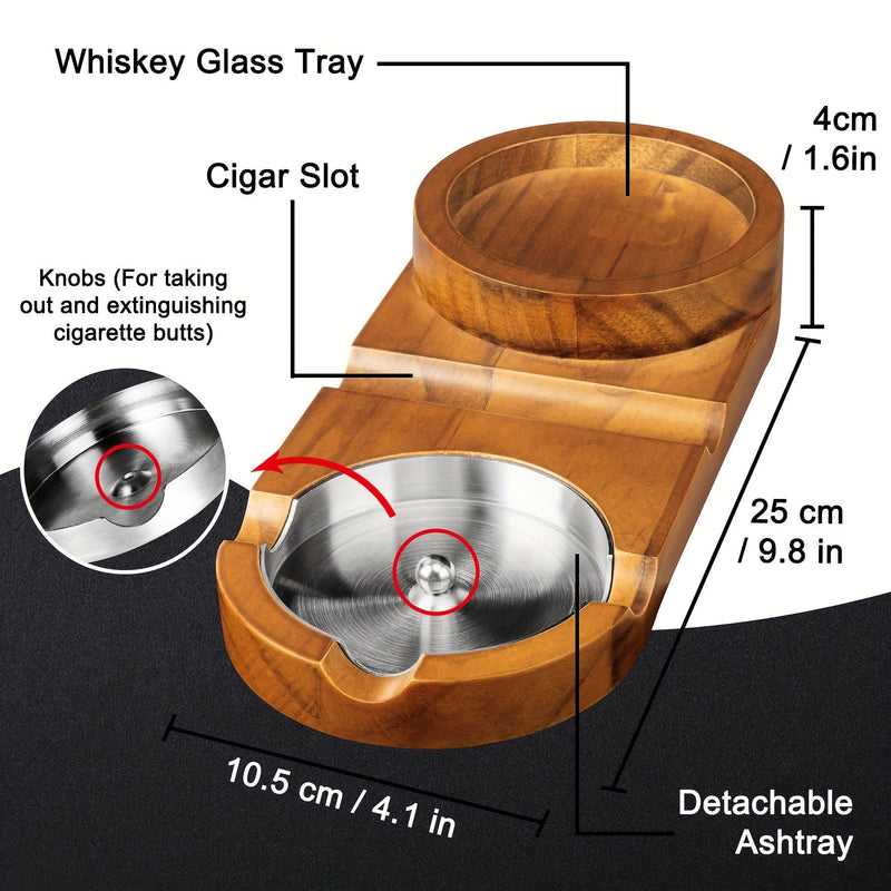 Creatieve Sigaren Asbak en Whiskey Glas Tray - Het Perfecte Vaderdag Cadeau of Relatiegeschenk
