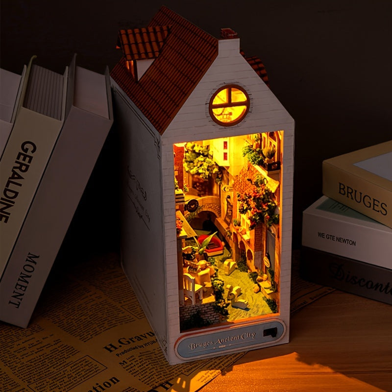 DIY Brugge Huis Boekenstandaard – 3D Houten Model van de Oude Stad