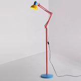 Compacte vloerlamp van ijzer met halve koepelscherm