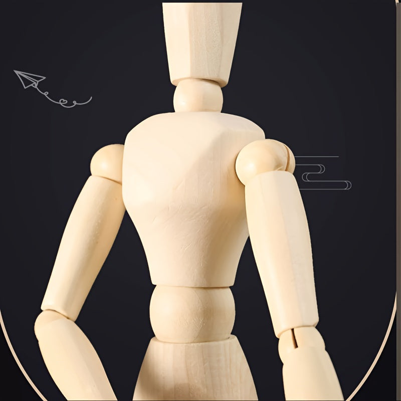 Abrikoos Houten Kunstmannequin – Flexibel en Natuurlijke Look