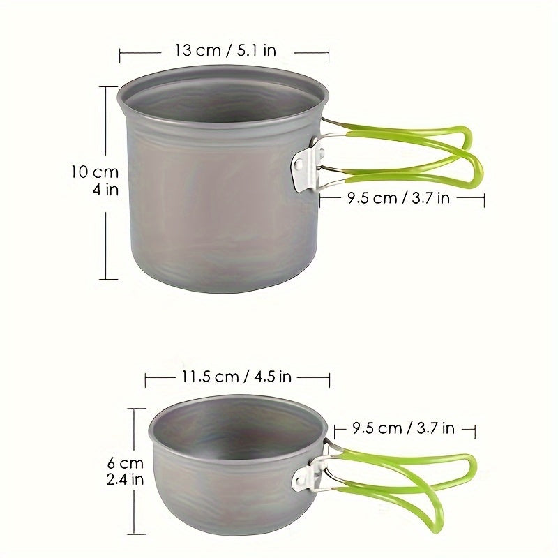 Opvouwbare Kookset van Aluminium Legering – Lichtgewicht en Duurzaam voor Kamperen, Hiking en Picknicken