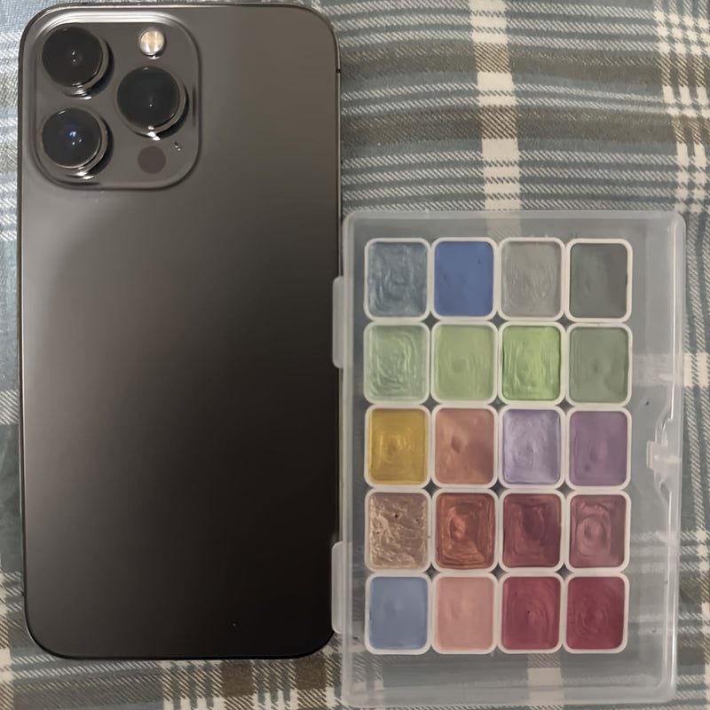 Pearl Waterverfverfset – 20 Kleuren in Vaste Vorm voor Schilderkunst en Kalligrafie