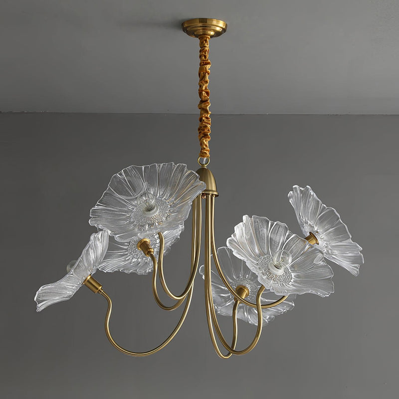 Bladvormige Frosted Glass Kroonluchter – Elegante Vintage-Inspiratie Plafondlamp