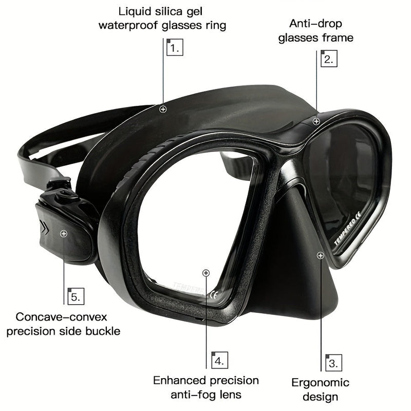 Tempered Duikmasker met Opbergcase - Duik Bril met Anti-Fog en Camerabevestiging