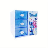 Disney Stitch Cartoon 3-Vaks Opbergdoos – Multifunctionele Organizer voor Bureau, Sieraden en Speelgoed