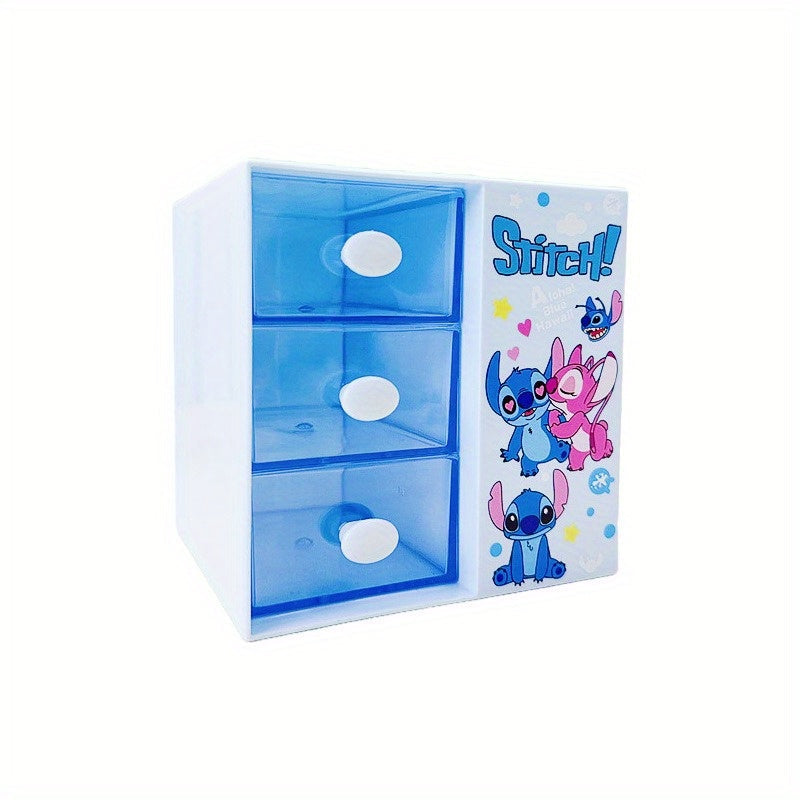 Disney Stitch Cartoon 3-Vaks Opbergdoos – Multifunctionele Organizer voor Bureau, Sieraden en Speelgoed