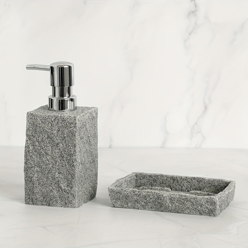 Grijze Resin Badkamer Set – Luxe Set van 4 Stuks voor een Elegante Badkamer