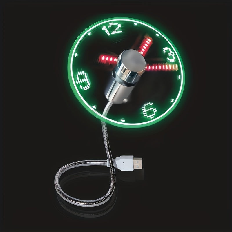 Draagbare USB LED Klokventilator met Tijdweergave