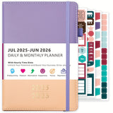 2025-2026 planner met maand- en dagschema | Agenda | Luxe lederen planner met tabs en opbergvak