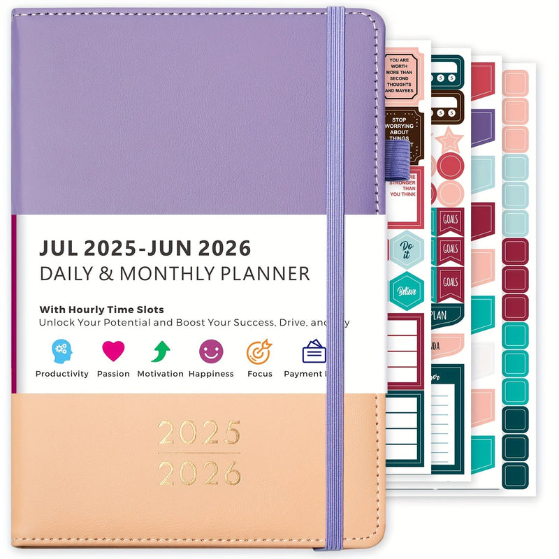 2025-2026 planner met maand- en dagschema | Agenda | Luxe lederen planner met tabs en opbergvak