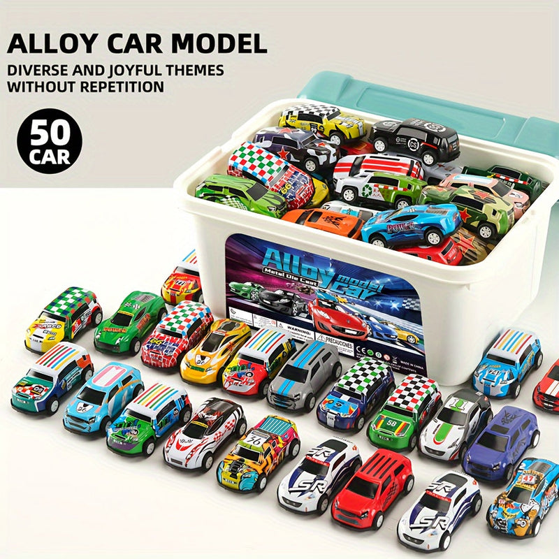 Dynamische Speelgoed Auto Set met 50 Auto's en Opbergbak – Perfect Cadeau voor Kinderen