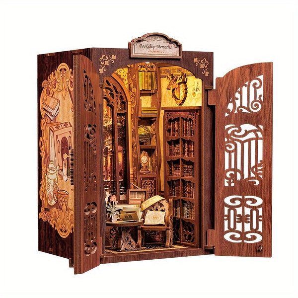 DIY Miniatuur Uilen Boekenwinkel – 3D Houten Kit met Verlichting voor Creatieve Decoratie