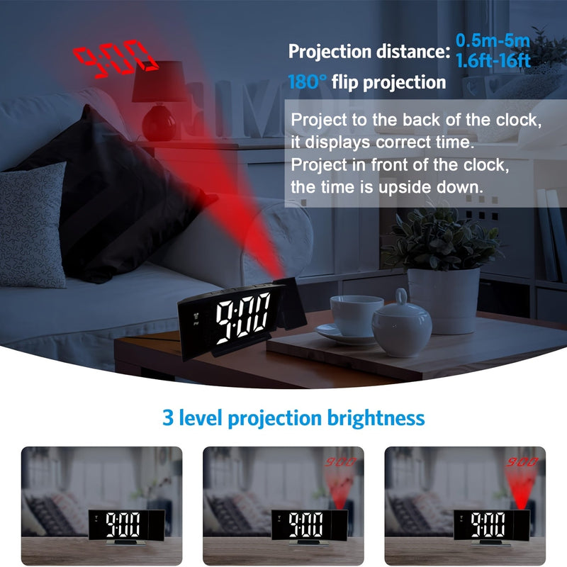 Digitale Projectie Wekker – LED Display en Snoozefunctie met Verstelbare Helderheid