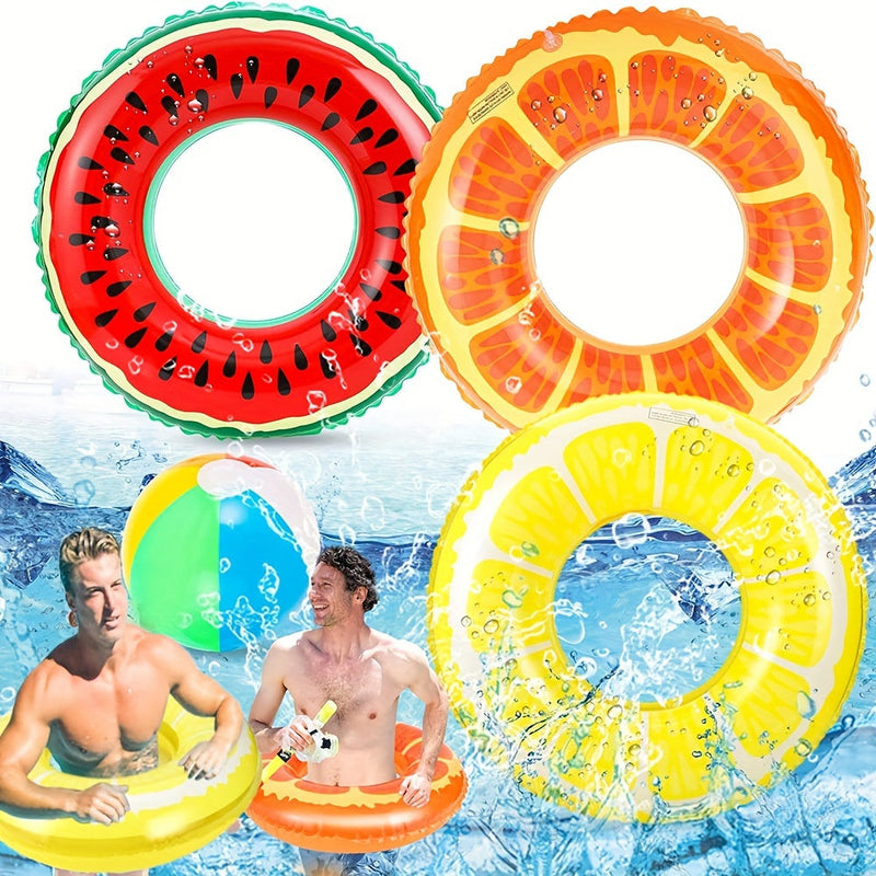 Fruit-Thema Opblaasbare Zwembad Floats – Set van 3 Duurzame Ringen