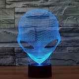 3D Alienhoofd LED Tafellamp met 7 Kleuren - Lunaris