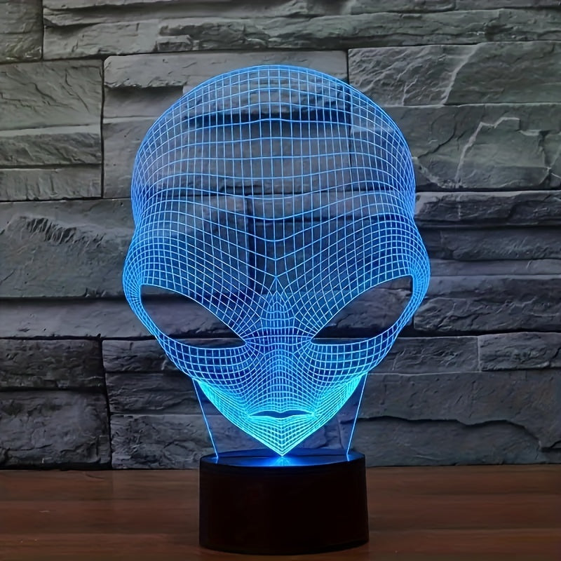3D Alienhoofd LED Tafellamp met 7 Kleuren - Lunaris