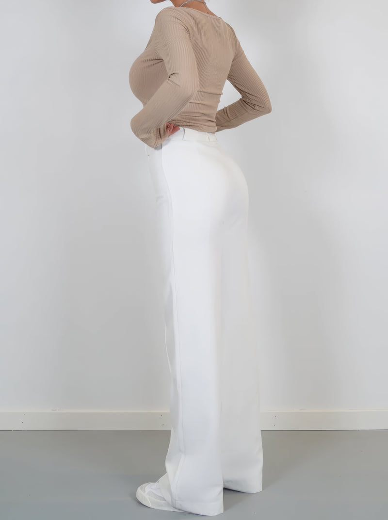 Beau | Hoge Taille Pantalon Met Rechte Pijpen