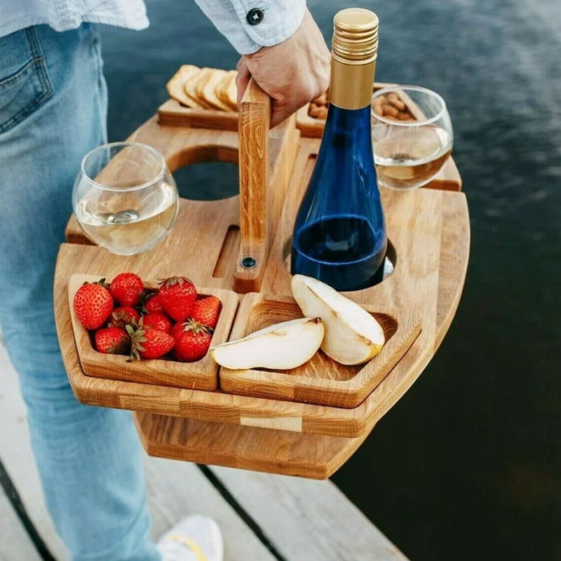 Draagbare Houten Picknick Wijn Tafel – WineNest