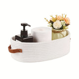 Bohemian Opbergmand met Leren Handvaten – Perfect voor Badkamer en Woonkamer