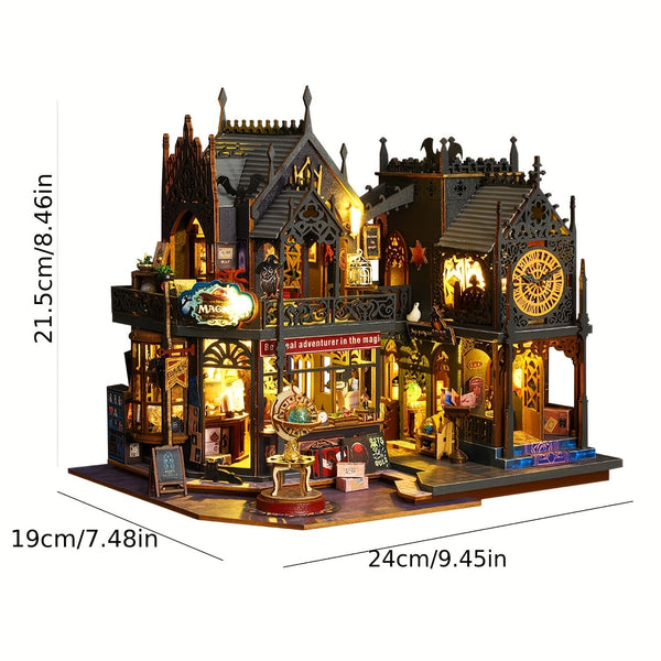 Betoverend Boekenhuis – 3D Houten Puzzel met Magische Verlichting