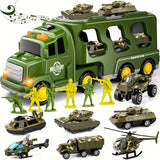 ArmyForce 14-in-1 Militaire Speelgoedset - Vrachtwagen met Tanks, Soldaten en Geluidseffecten