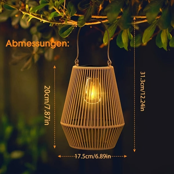 Boho Solar Hanglampen Set – Duurzame Wicker Lanterns voor Tuin en Balkon