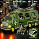 ArmyForce 14-in-1 Militaire Speelgoedset - Vrachtwagen met Tanks, Soldaten en Geluidseffecten
