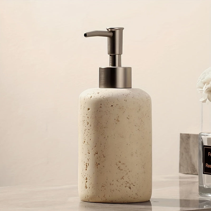 Marmeren Zeepdispenser – Luxe Resin Dispenser met RVS Pomp voor Badkamer of Keuken