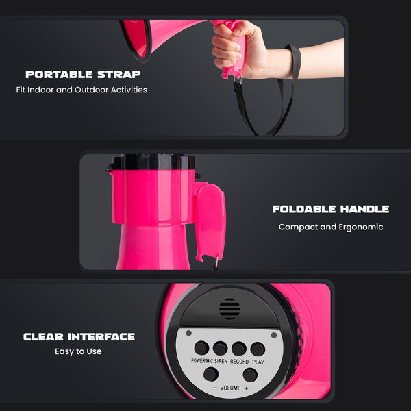 Krachtige Megaphone met Sirene - Bereik tot 731 meter, Verstelbaar Volume