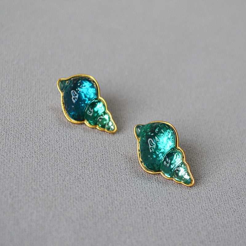 Zee-blauwe Schelp Oorbellen – Marina